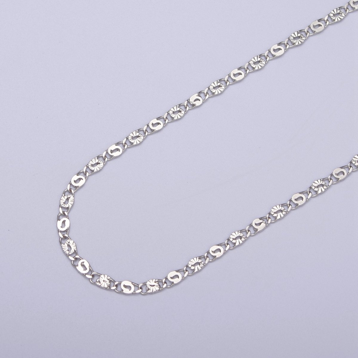 24K Gold Filled Unique Scroll Chain, Sunburst Textured Unfinished Chain in Gold & Silver For Jewelry Making | ROLL-680, ROLL-681 Clearance Pricing - DLUXCA