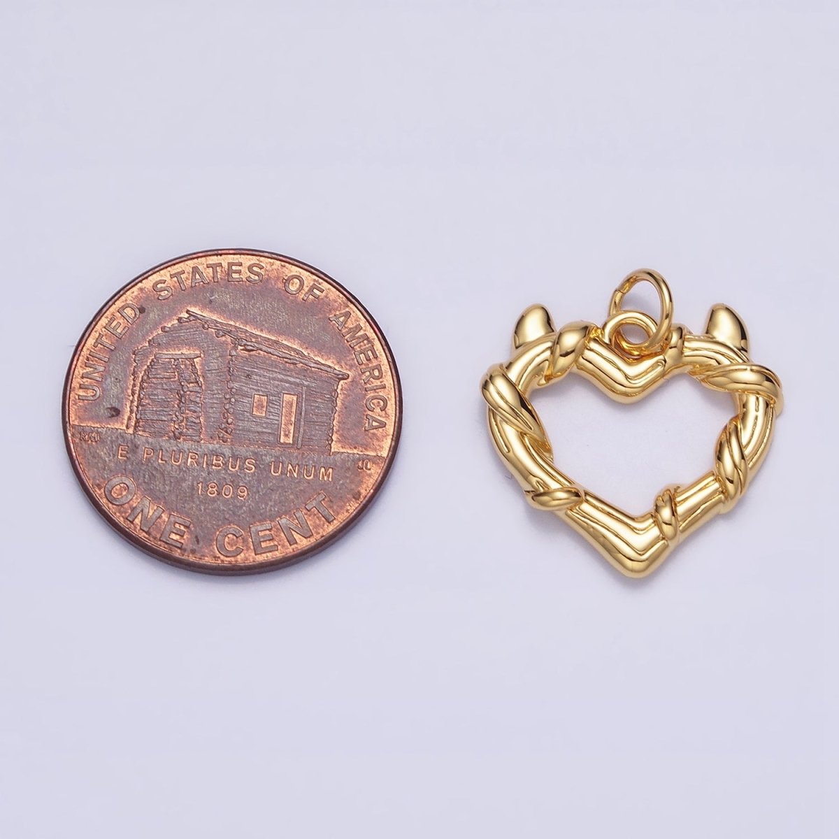 24K Gold Filled Vine-Wrapped Pointed Horned Heart Add-On Charm in Gold & Silver | AC1059 AC1060 - DLUXCA