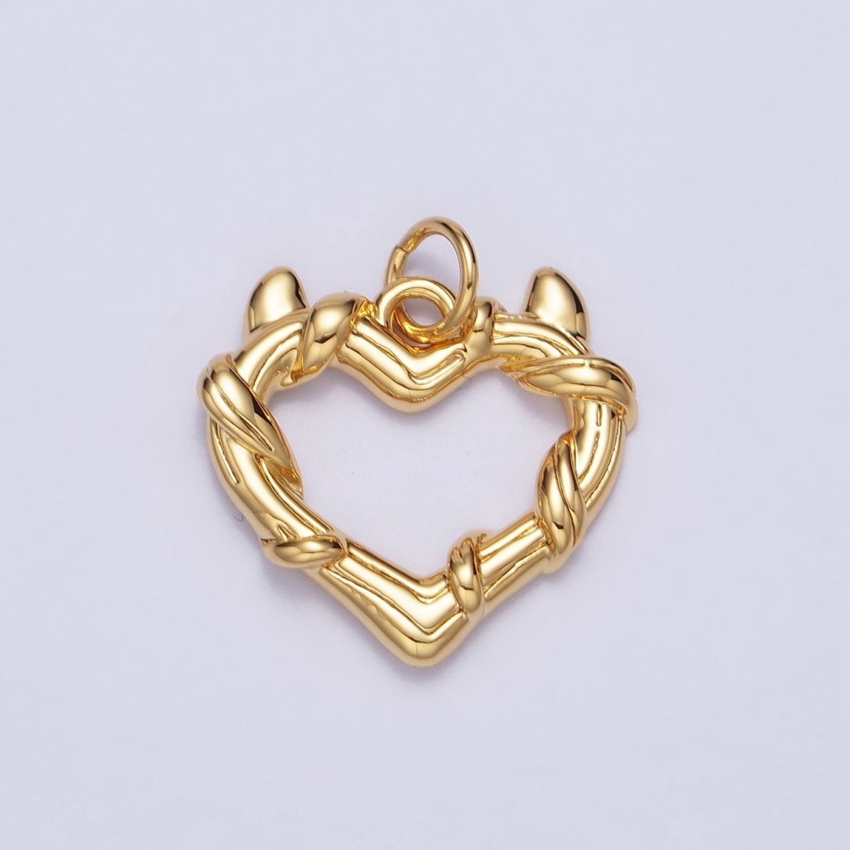 24K Gold Filled Vine-Wrapped Pointed Horned Heart Add-On Charm in Gold & Silver | AC1059 AC1060 - DLUXCA
