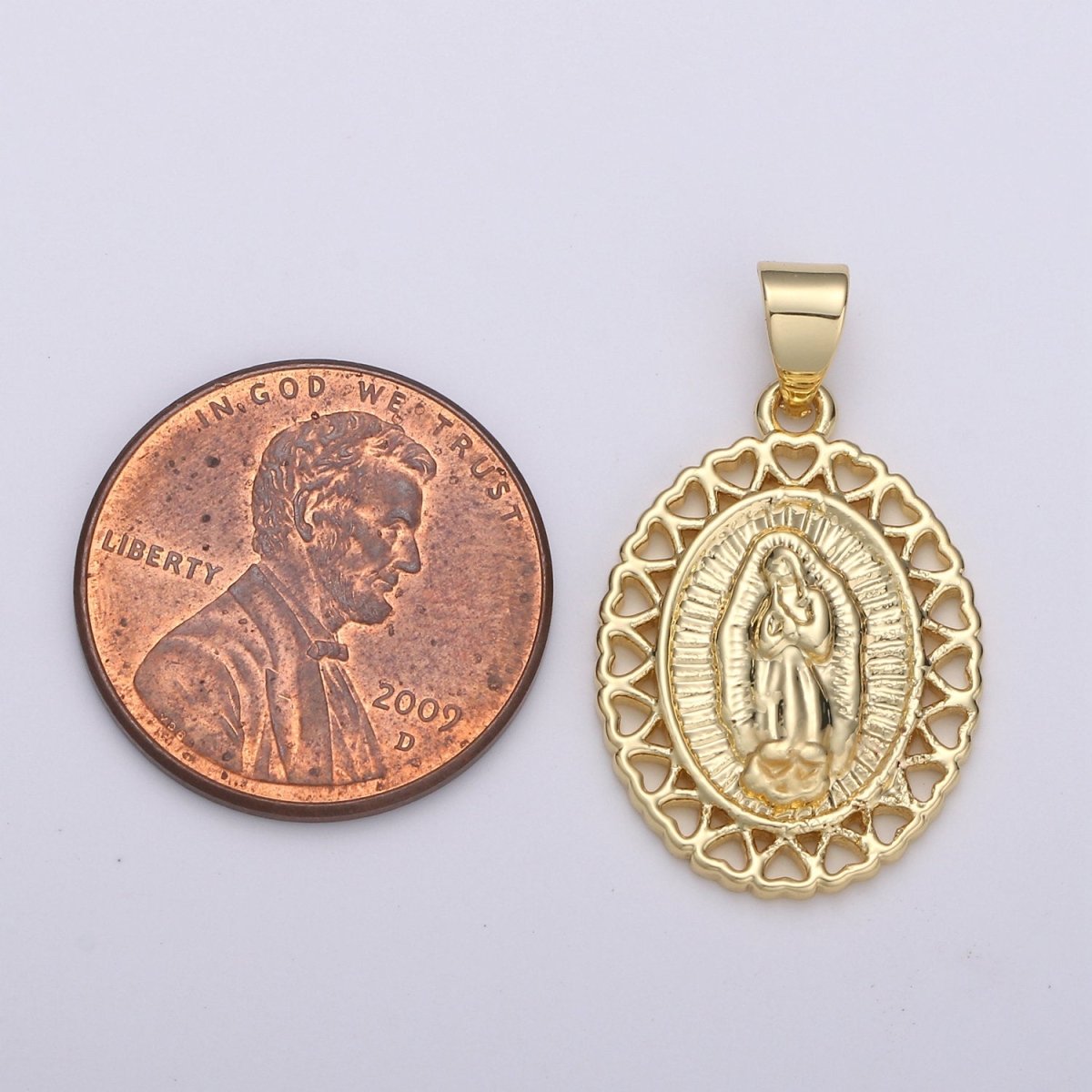 24k Gold Filled Virgin Mary Lady Guadalupe Charm, Heart Virgin Mary Pendant Charm, Gold Filled Charm, For Religious Jewelry I-878 - DLUXCA
