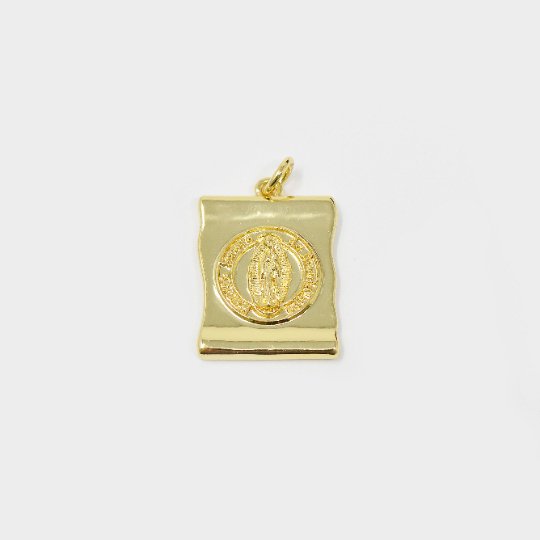 24k Gold Filled Virgin Mary Pendant, Virgin of Guadalupe, Our Lady Guadalupe Charm , Religious Jewelry Making Supply E-122 - DLUXCA
