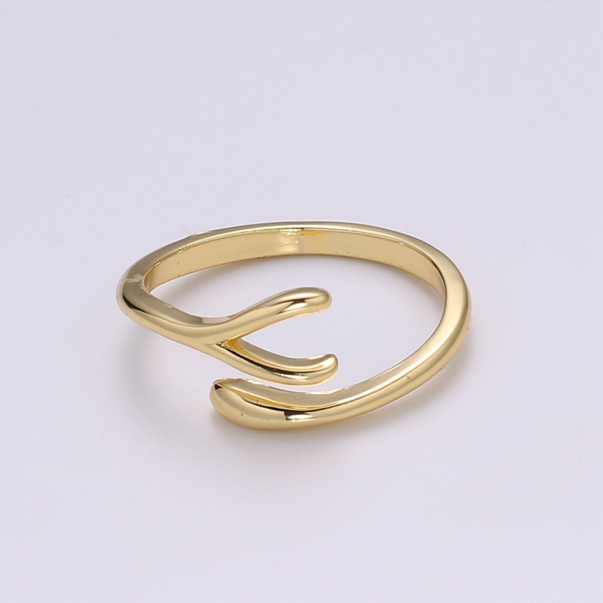 24k Gold filled Wishbone Ring, Good Luck Ring, Lucky Birthday Girlfriend Gift, Mothers Day Gift, Dainty Gold open adjustable ring Jewelry - DLUXCA
