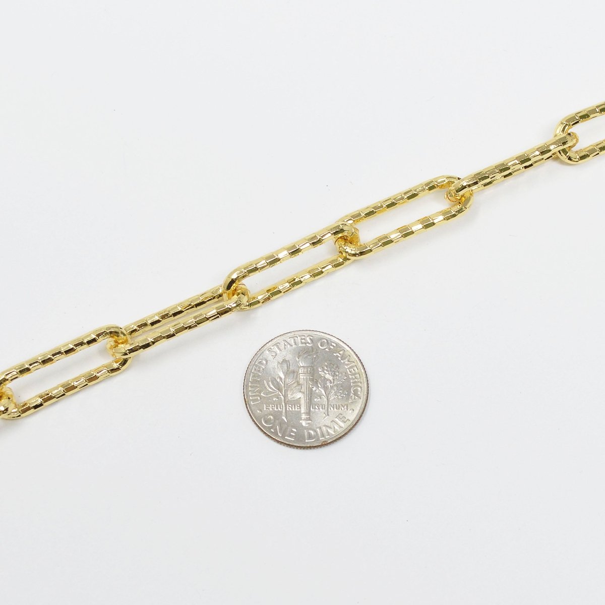 24K Gold Filled Woven Embossed UNIQUE PAPERCLIP Chain by Yard, Chain For Jewelry Making, Necklace Bracelet Anklet Component Supply | ROLL-425 Clearance Pricing - DLUXCA