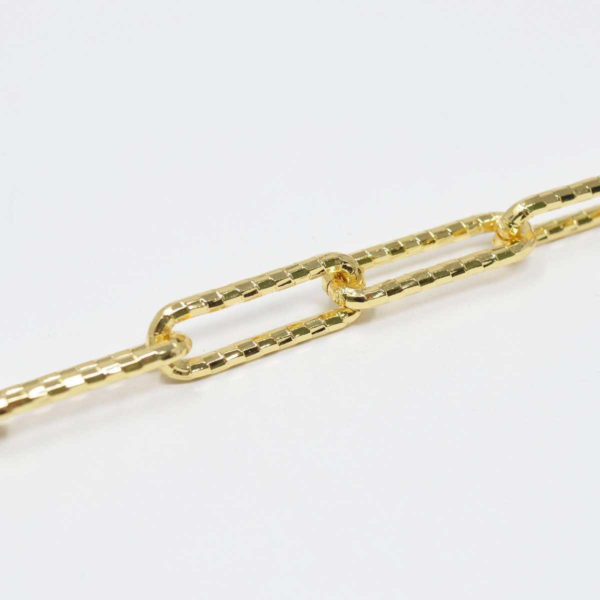 24K Gold Filled Woven Embossed UNIQUE PAPERCLIP Chain by Yard, Chain For Jewelry Making, Necklace Bracelet Anklet Component Supply | ROLL-425 Clearance Pricing - DLUXCA