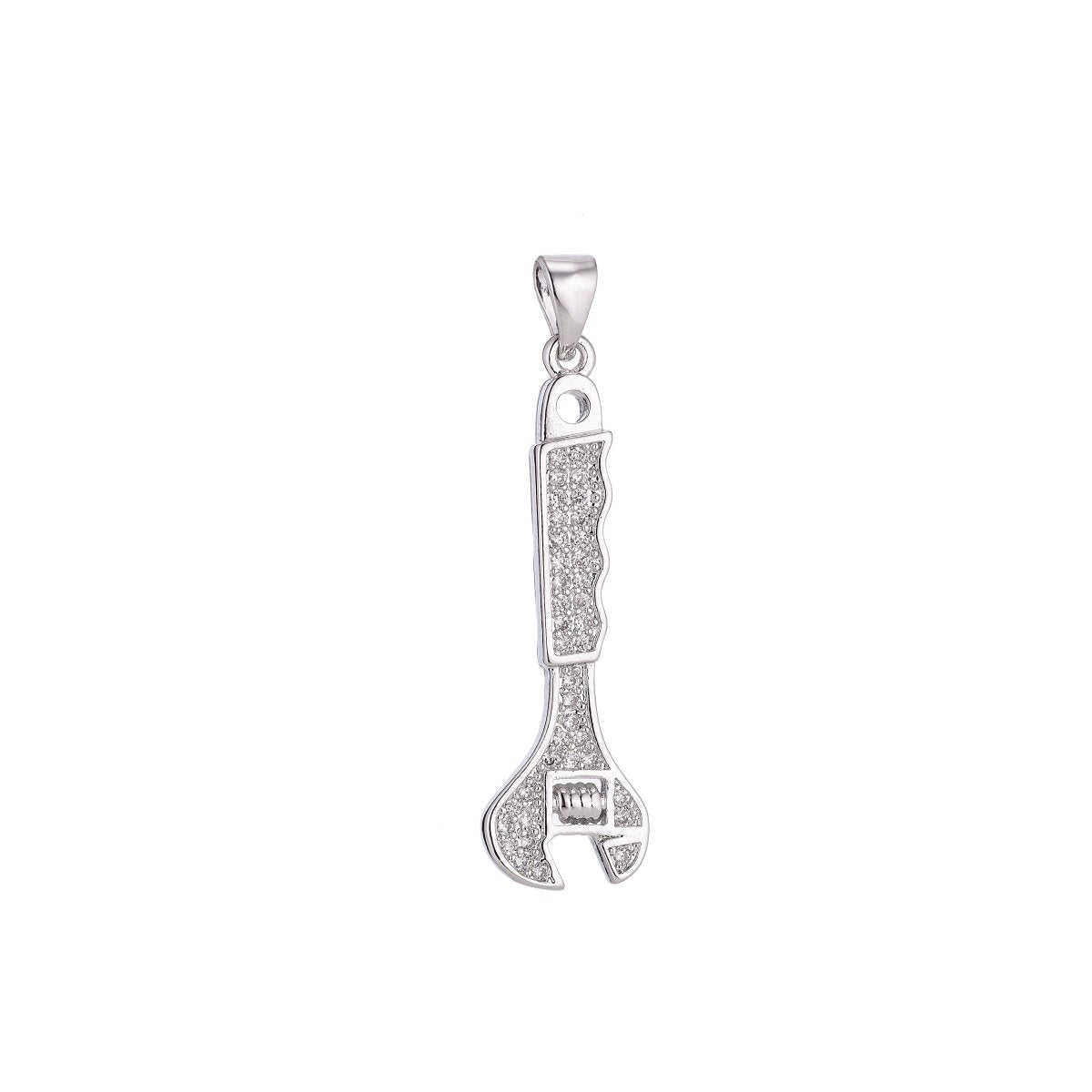 24K Gold Filled Wrenches Tools Pendant Charm with Cubic Zircon (CZ) Rhinestone for DIY Bails Findings for Jewelry Making Supplies H-194 - DLUXCA