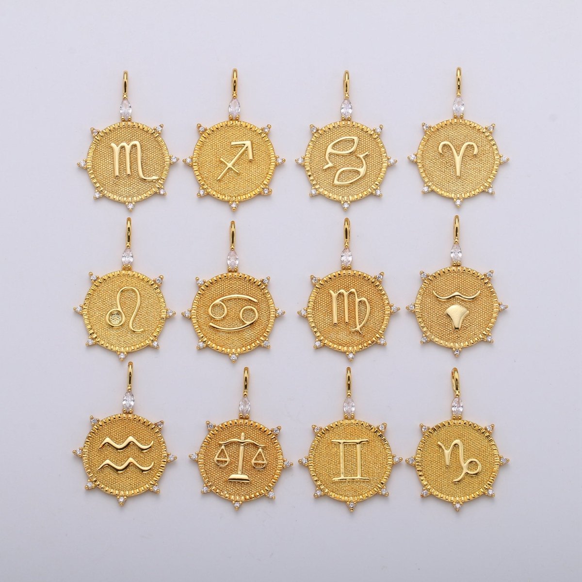 24k Gold Filled Zodiac Charms, Astrology Charms, Zodiac Necklace Charms, 12 Zodiac Charms for Jewelry Making Supply A-495-A-506 - DLUXCA