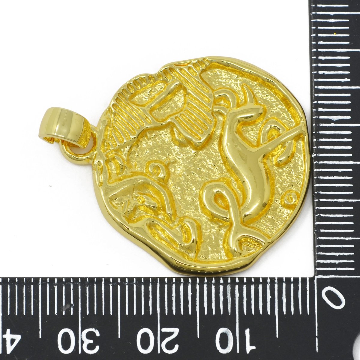 24K Gold Filled Zodiac Horoscope Sign Constellation Medallion Pendant Charm Rustic Rough Hammered Coin, A-638-A-650 - DLUXCA