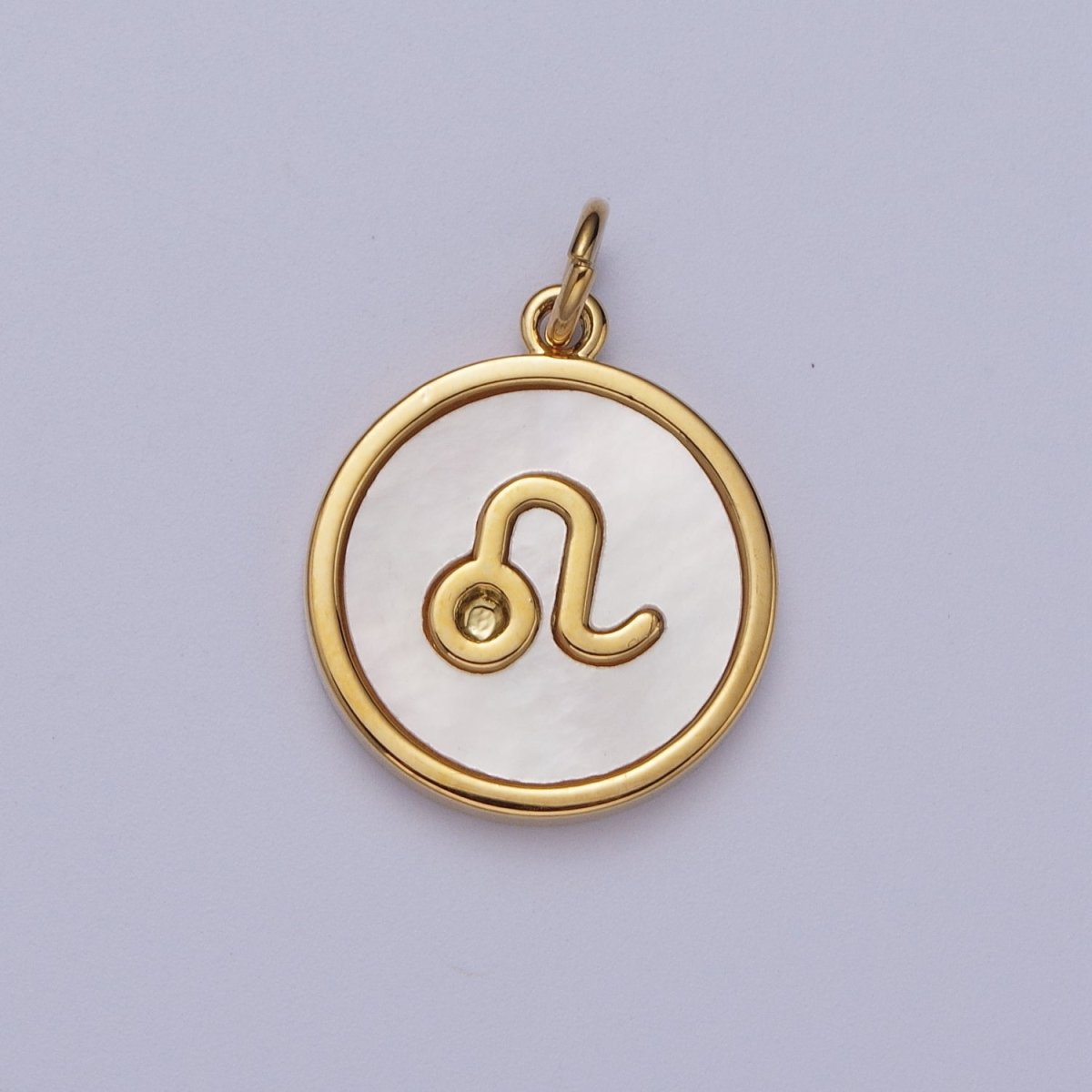 24K Gold Filled Zodiac Signs Shell Pearl Round Coin Charm Astrology Jewelry Making | M-146-M-156 M-776 - DLUXCA
