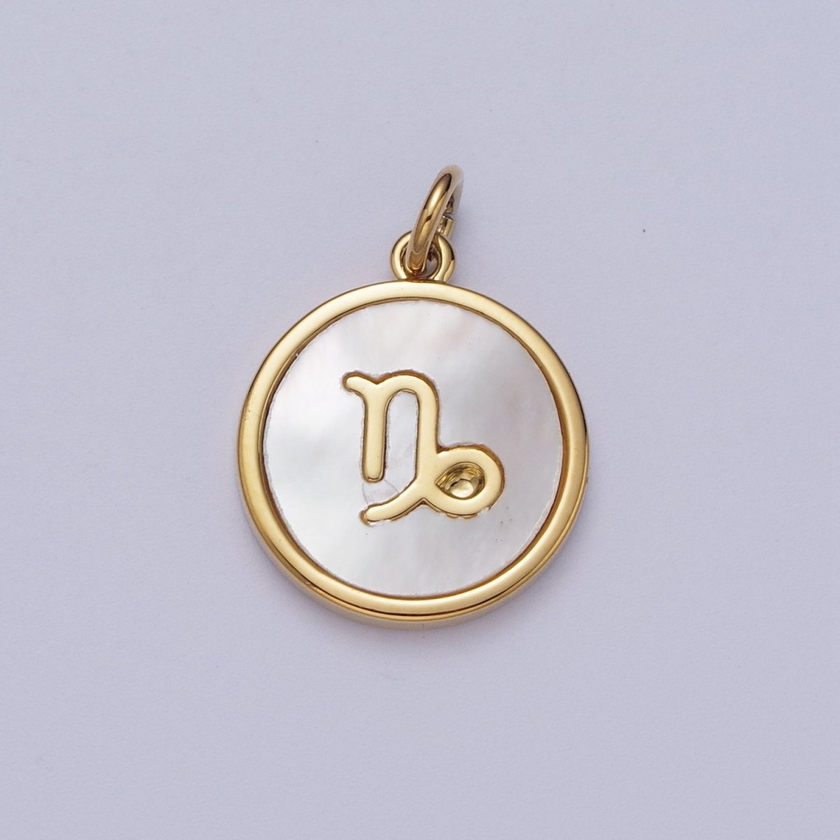 24K Gold Filled Zodiac Signs Shell Pearl Round Coin Charm Astrology Jewelry Making | M-146-M-156 M-776 - DLUXCA