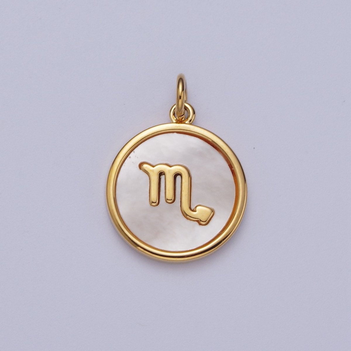 24K Gold Filled Zodiac Signs Shell Pearl Round Coin Charm Astrology Jewelry Making | M-146-M-156 M-776 - DLUXCA