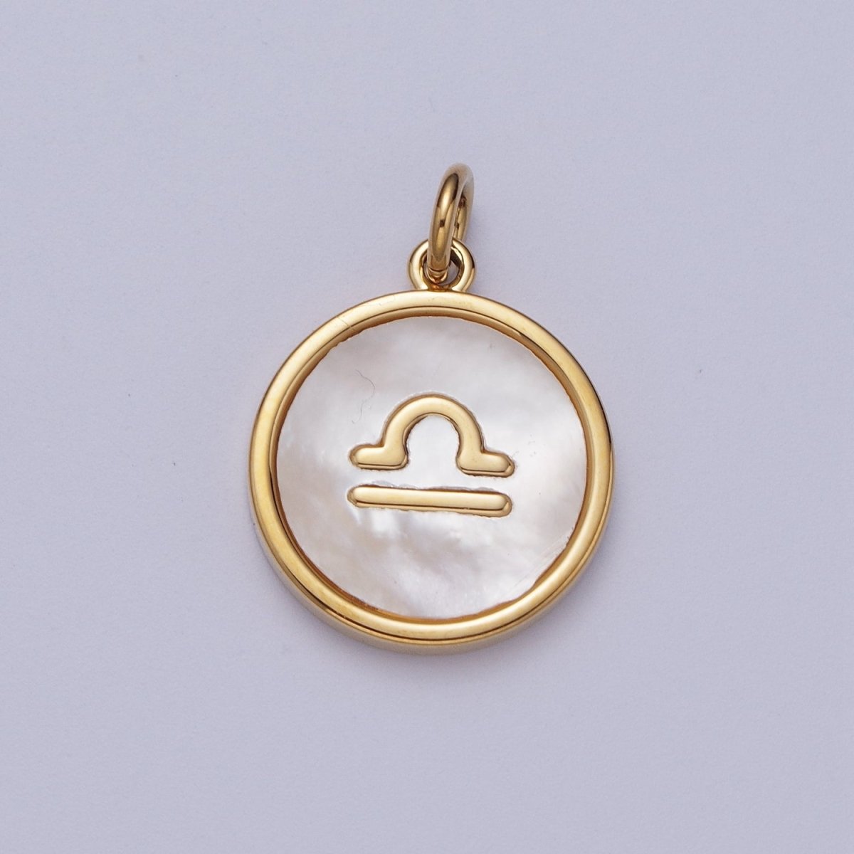 24K Gold Filled Zodiac Signs Shell Pearl Round Coin Charm Astrology Jewelry Making | M-146-M-156 M-776 - DLUXCA