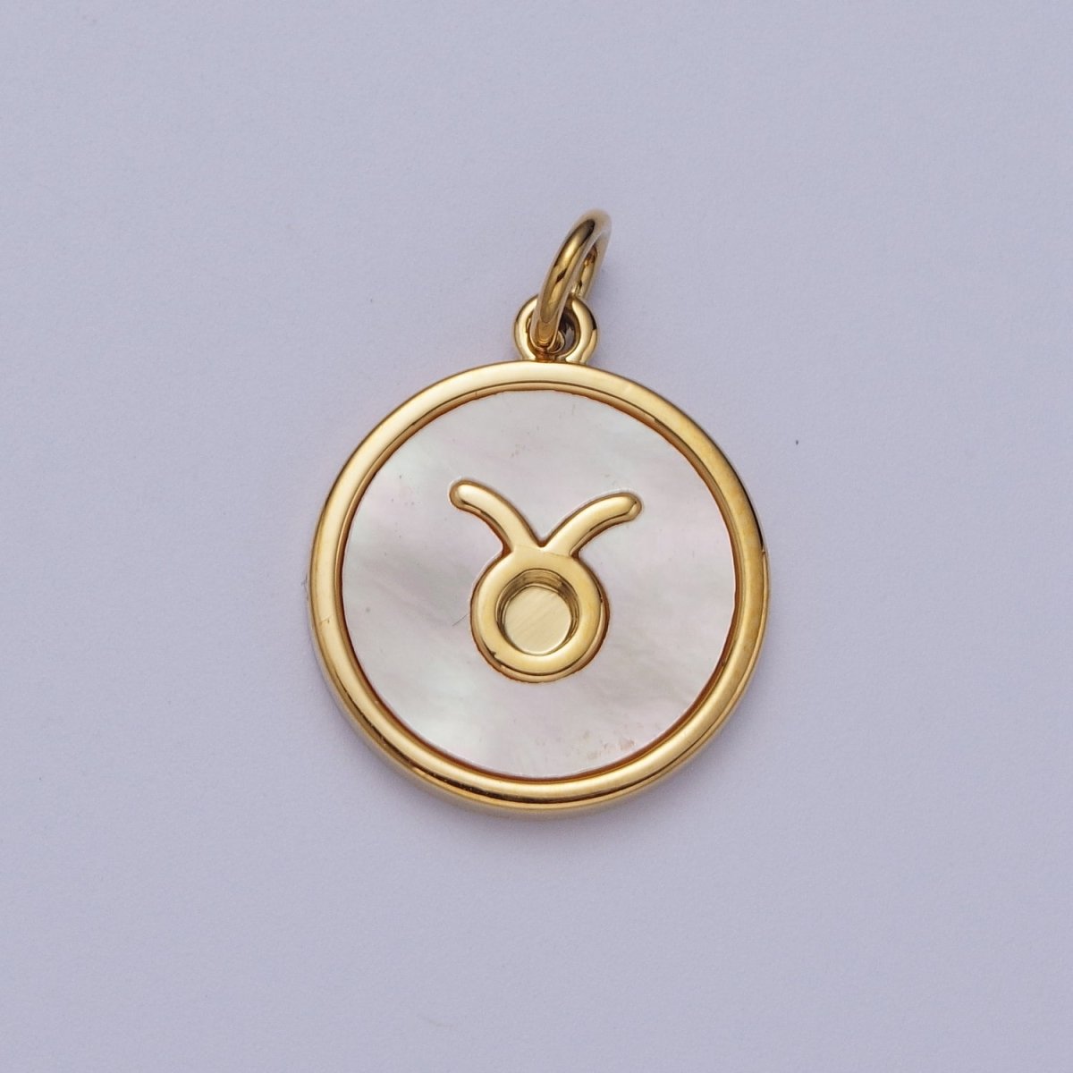 24K Gold Filled Zodiac Signs Shell Pearl Round Coin Charm Astrology Jewelry Making | M-146-M-156 M-776 - DLUXCA