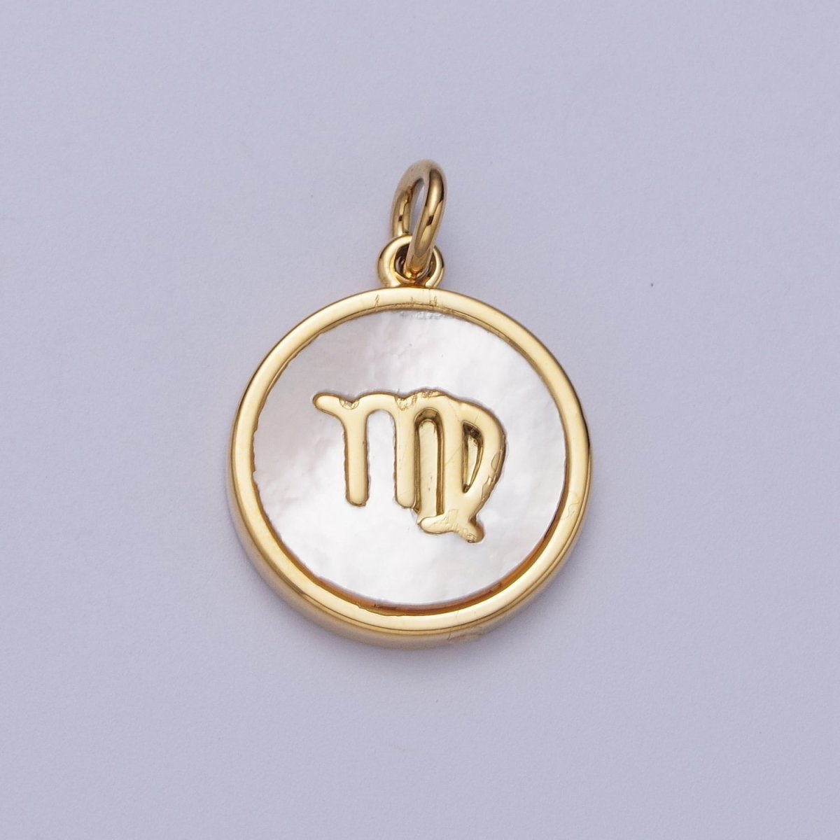 24K Gold Filled Zodiac Signs Shell Pearl Round Coin Charm Astrology Jewelry Making | M-146-M-156 M-776 - DLUXCA