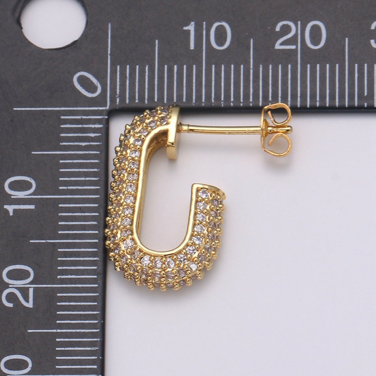 24K Gold Full Pave CZ Stud Earring, White Gold filled Micro Pave Earring Bold Earring Statement Earring Chunky Q-513 Q-514 - DLUXCA