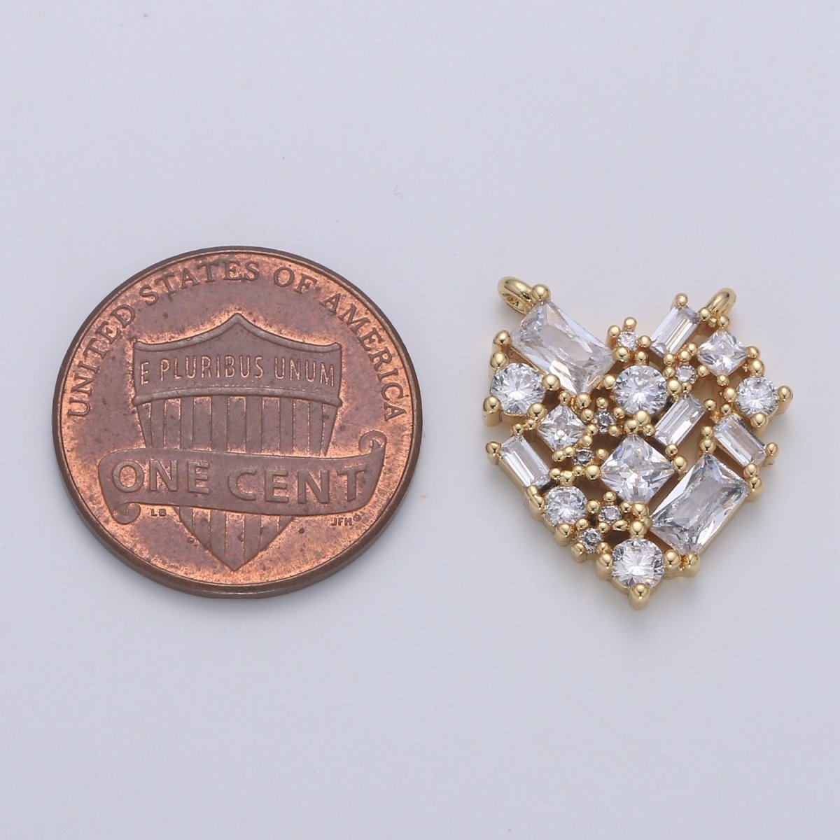 24K Gold Heart Connector - Baguette Link Connector- Cubic Love Charm Connector- for Necklace Bracelet Component F592 F593 - DLUXCA