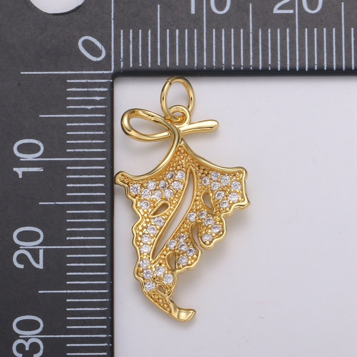 24K Gold Maple Leaf Charm Gold Maple Leaf Charm Cubic Maple Leaf Charm Nature or Forest Jewelry Inspired E-208 - DLUXCA