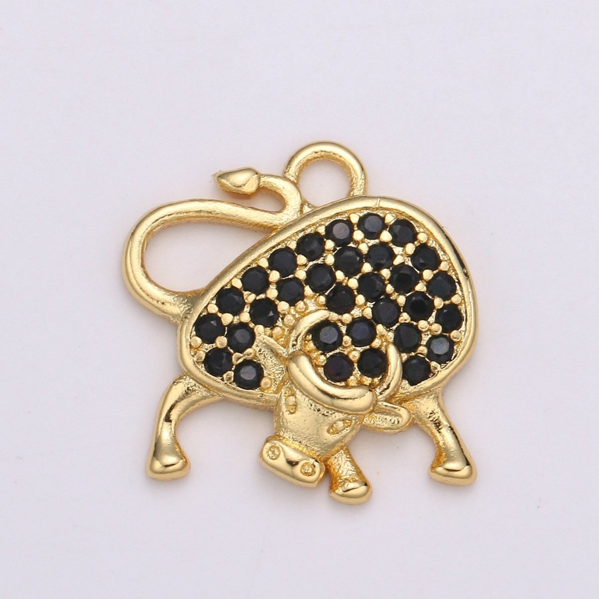 24k Gold Micro Pave Black, Clear, Teal Ox Charm, Cubic Zirconia Bull Pendant Charm,Gold Cow CharmFor DIY Jewelry E-154 E-155 E-156 - DLUXCA