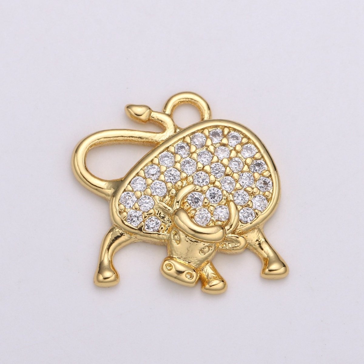 24k Gold Micro Pave Black, Clear, Teal Ox Charm, Cubic Zirconia Bull Pendant Charm,Gold Cow CharmFor DIY Jewelry E-154 E-155 E-156 - DLUXCA