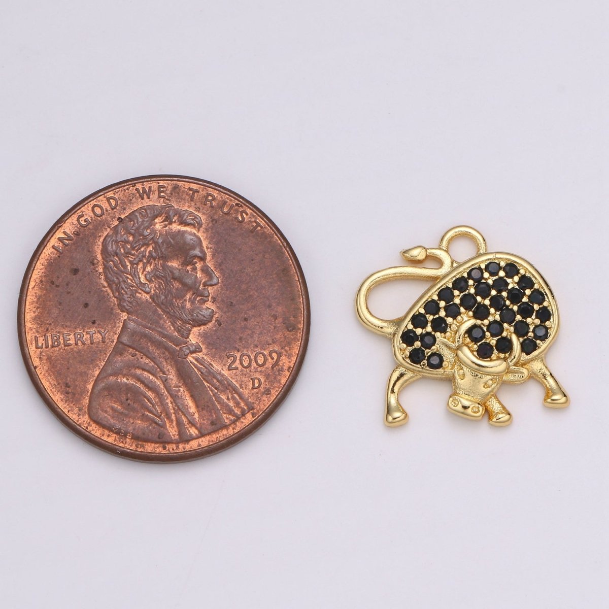 24k Gold Micro Pave Black, Clear, Teal Ox Charm, Cubic Zirconia Bull Pendant Charm,Gold Cow CharmFor DIY Jewelry E-154 E-155 E-156 - DLUXCA