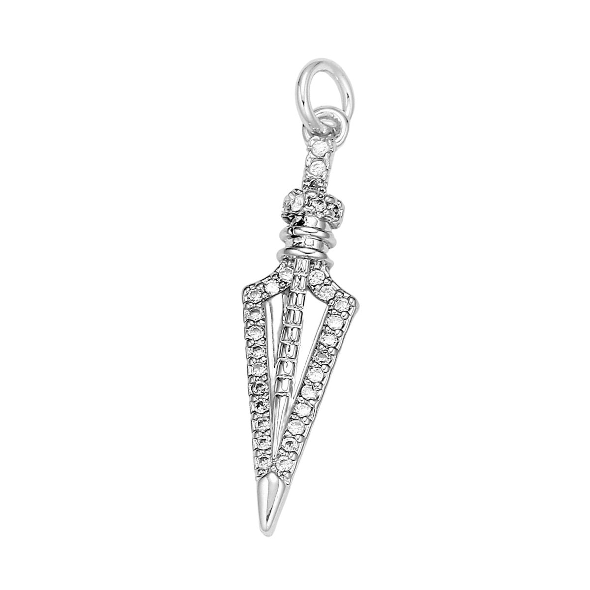 24k Gold Micro Pave Peg Charm, Cubic Zirconia Spear Pendant Charm, Charm, For DIY Jewelry E-205 E-790 - DLUXCA