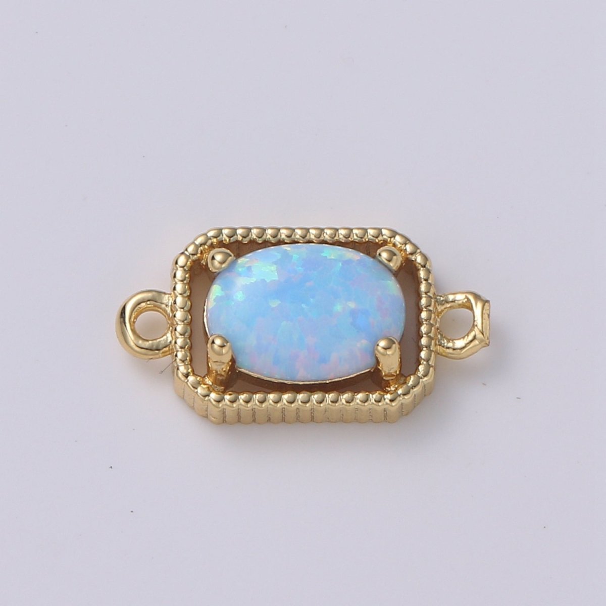 24K Gold Oval Opal Connector Octagon Link Connector Opalite Charm Connector- for Necklace Bracelet Component F-581 F-582 F-583 F-584 - DLUXCA