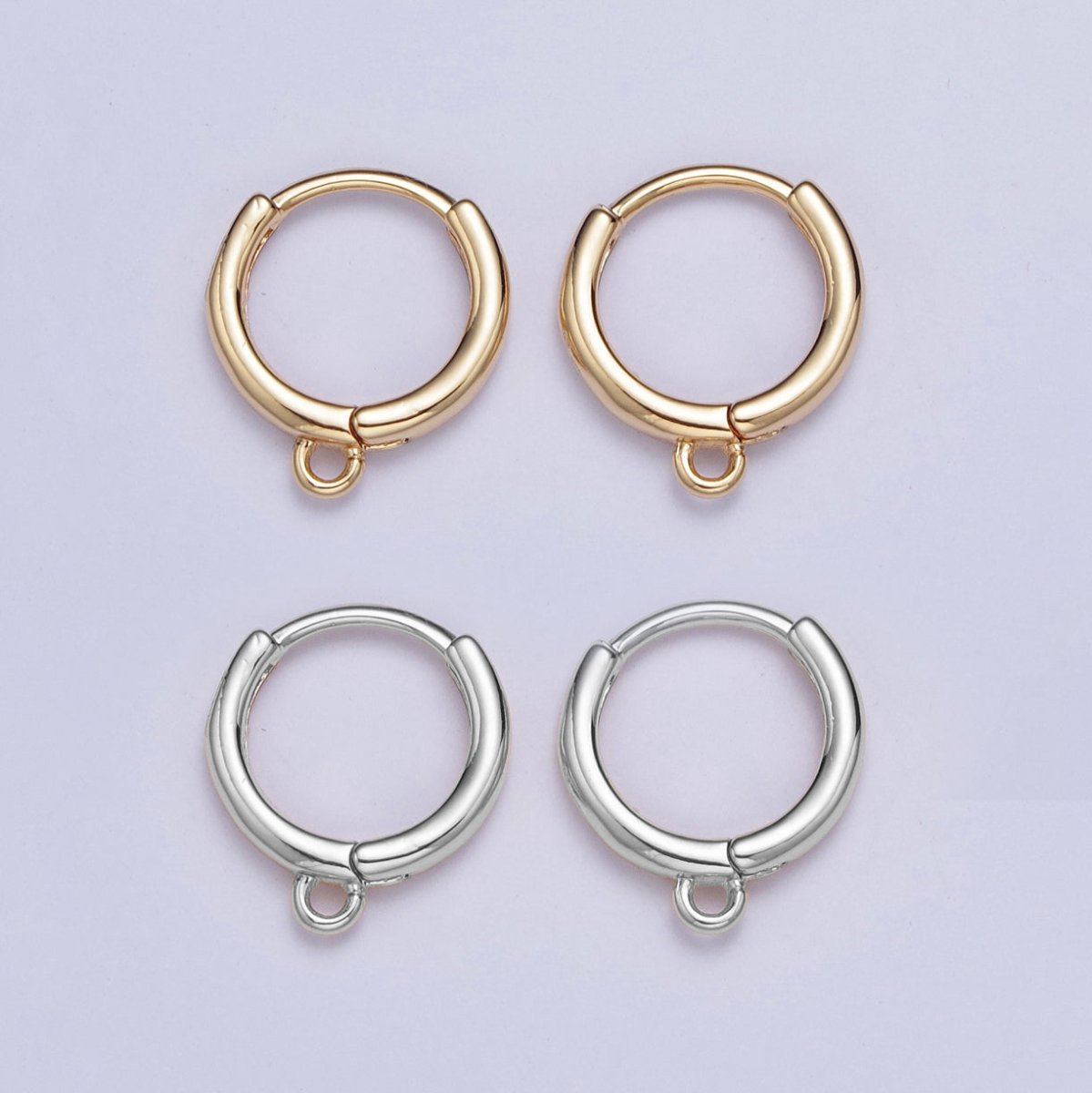 24K Gold Plated 12mm Gold or Silver Huggie Hoop with Open Link Earrings Supply Component For Jewelry Making L-811 - DLUXCA