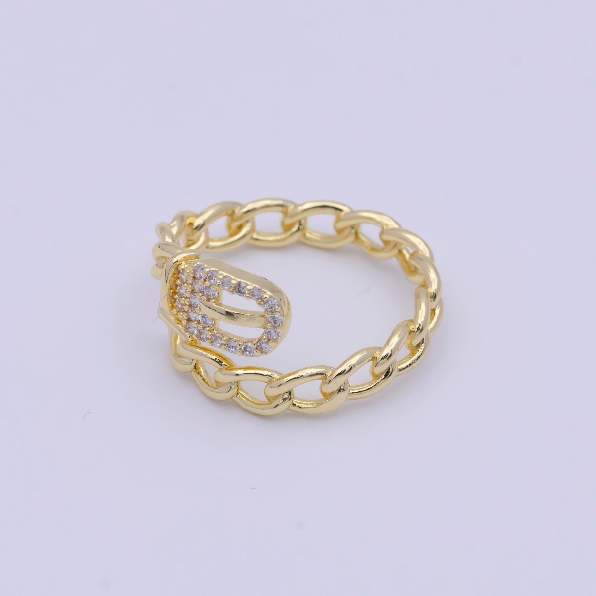 24K Gold Plated Belt Buckle Ring with Curb Chain Link for Wholesale Jewelry X-597 - DLUXCA