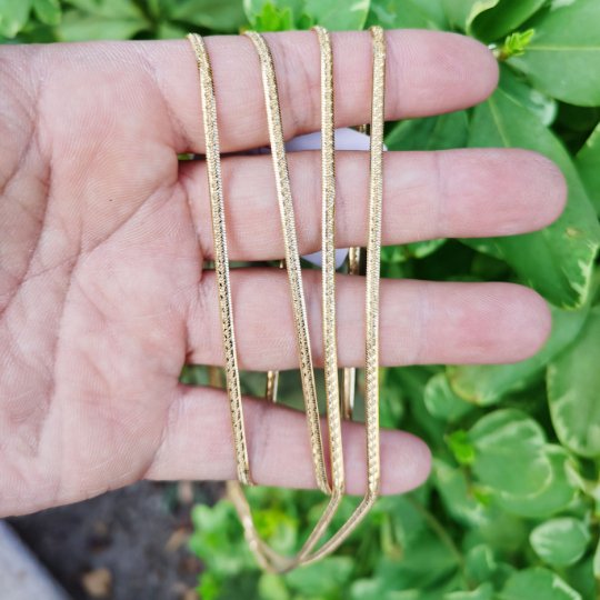 24K Gold Plated Herringbone Necklace Width Necklace w