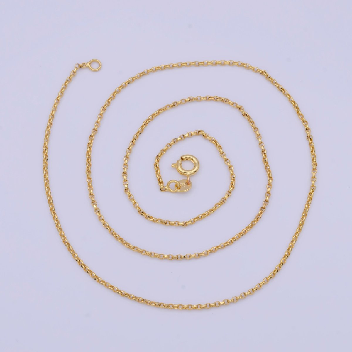 24k Gold Plated Rolo Link Chain Necklace 1.3mm Yellow ROLO Link Chain Layering Necklace | WA-1123 WA-1124 Clearance Pricing - DLUXCA