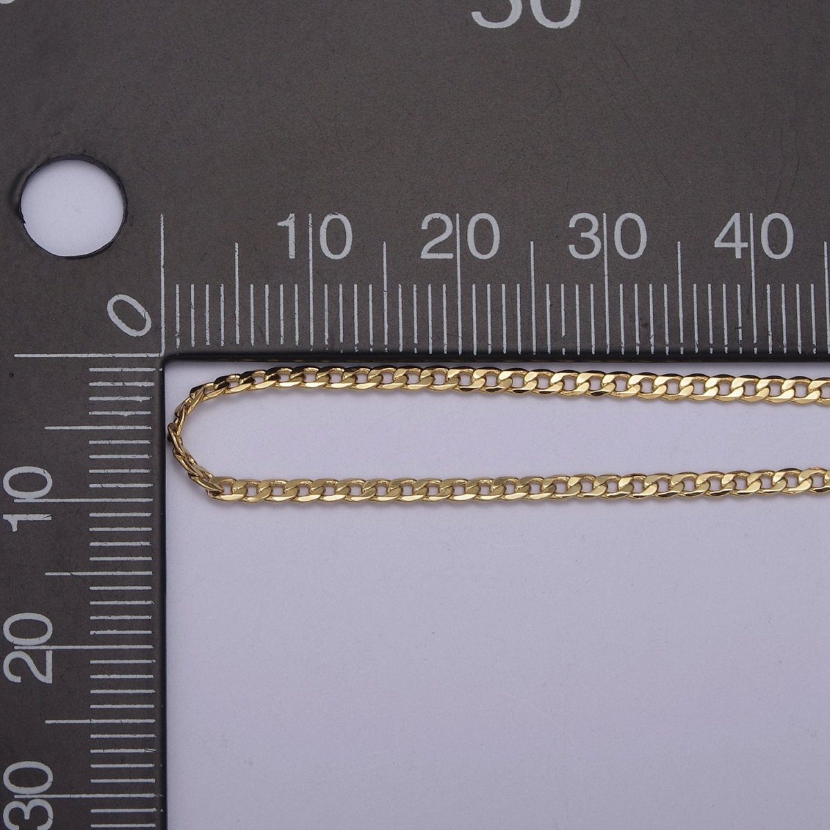 24K Gold Silver FIGARO CURB Matte Chain, 1.8mm Width, Unfinished Chain For Jewelry Making Component | ROLL-623, ROLL-624 Clearance Pricing - DLUXCA