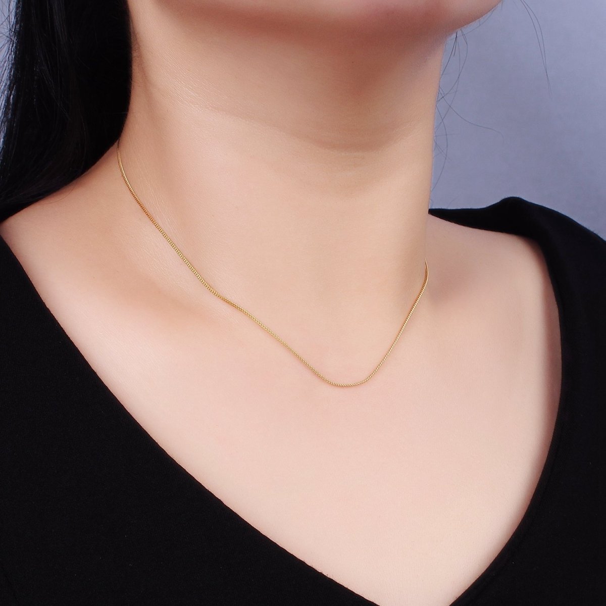 24K Gold Vermeil Necklace Curb Chain, 925 Sterling Silver Curb Necklace Chain w/ Heavy Gold Plated | WA-2151 WA-2152 Clearance Pricing - DLUXCA