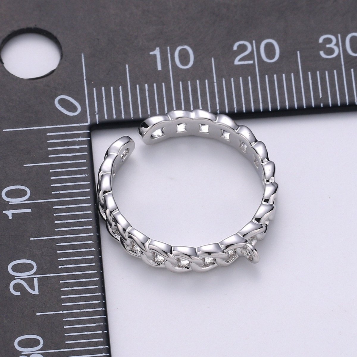 24k Gold Vermeil Open Link Ring, Gold Chain Link Ring, Link Chain Design Ring, Designer Chain Ring, DIY Jewelry Supplies Put your own Charm K-855 K-856 - DLUXCA