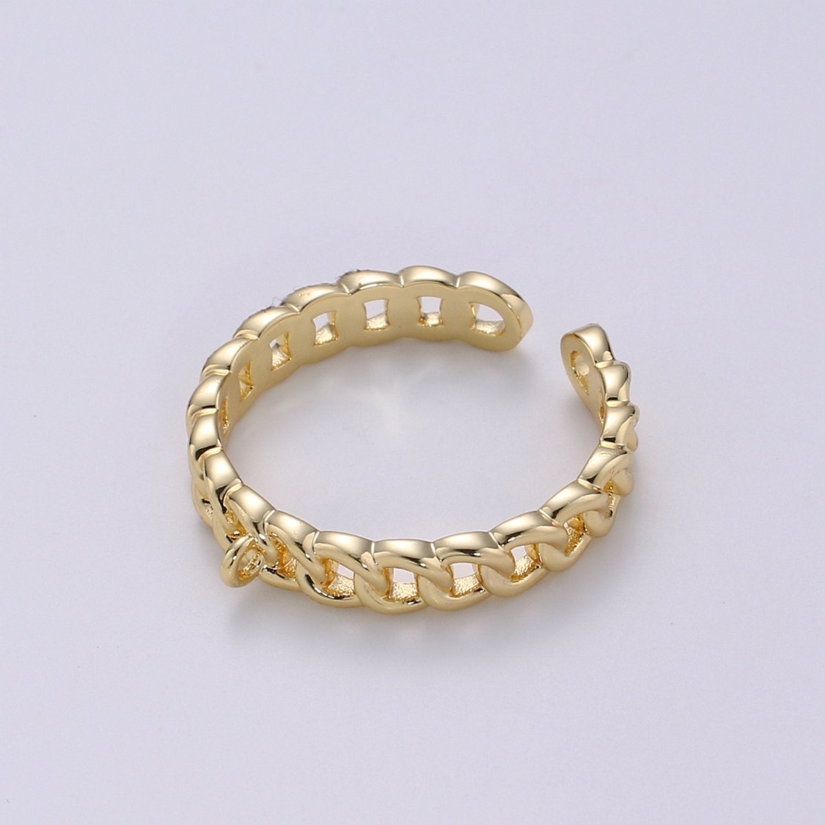 24k Gold Vermeil Open Link Ring, Gold Chain Link Ring, Link Chain Design Ring, Designer Chain Ring, DIY Jewelry Supplies Put your own Charm K-855 K-856 - DLUXCA