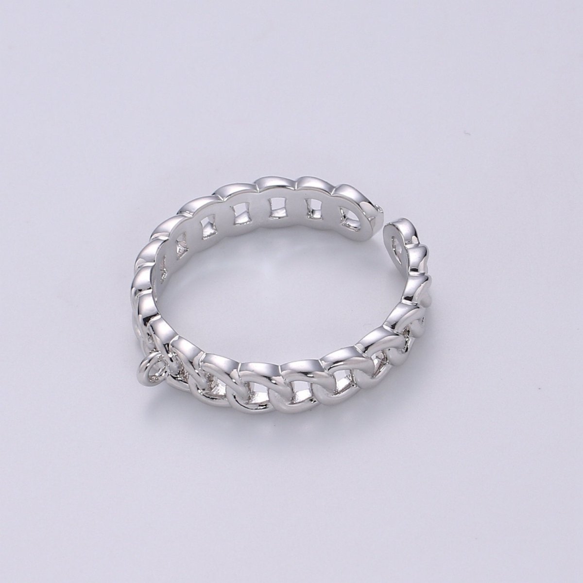 24k Gold Vermeil Open Link Ring, Gold Chain Link Ring, Link Chain Design Ring, Designer Chain Ring, DIY Jewelry Supplies Put your own Charm K-855 K-856 - DLUXCA