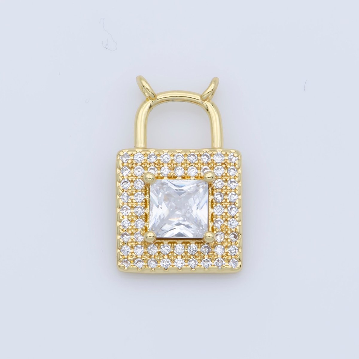 24K or White Gold Filled Dainty Lock Key Connector Micro Pave CZ DIY Cute Silver Padlock Charm Necklace Bracelet Findings F-422 F-423 - DLUXCA