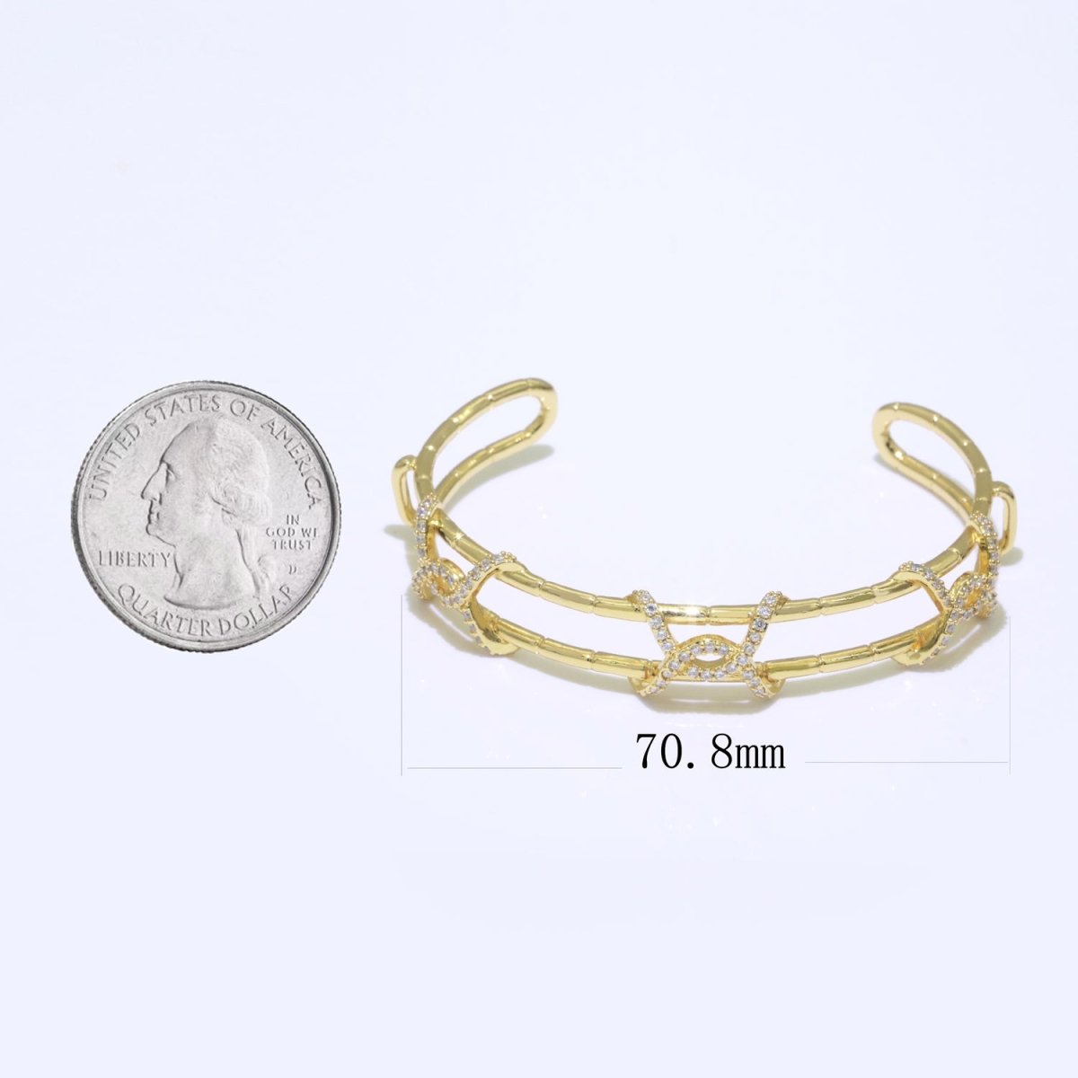 24K Shiny Gold Filled Adjustable Twisted Rope Bracelet, Twisted Bracelet, Open Cuff Rope Bangle, Stacking Bracelet | WA-140 Clearance Pricing - DLUXCA