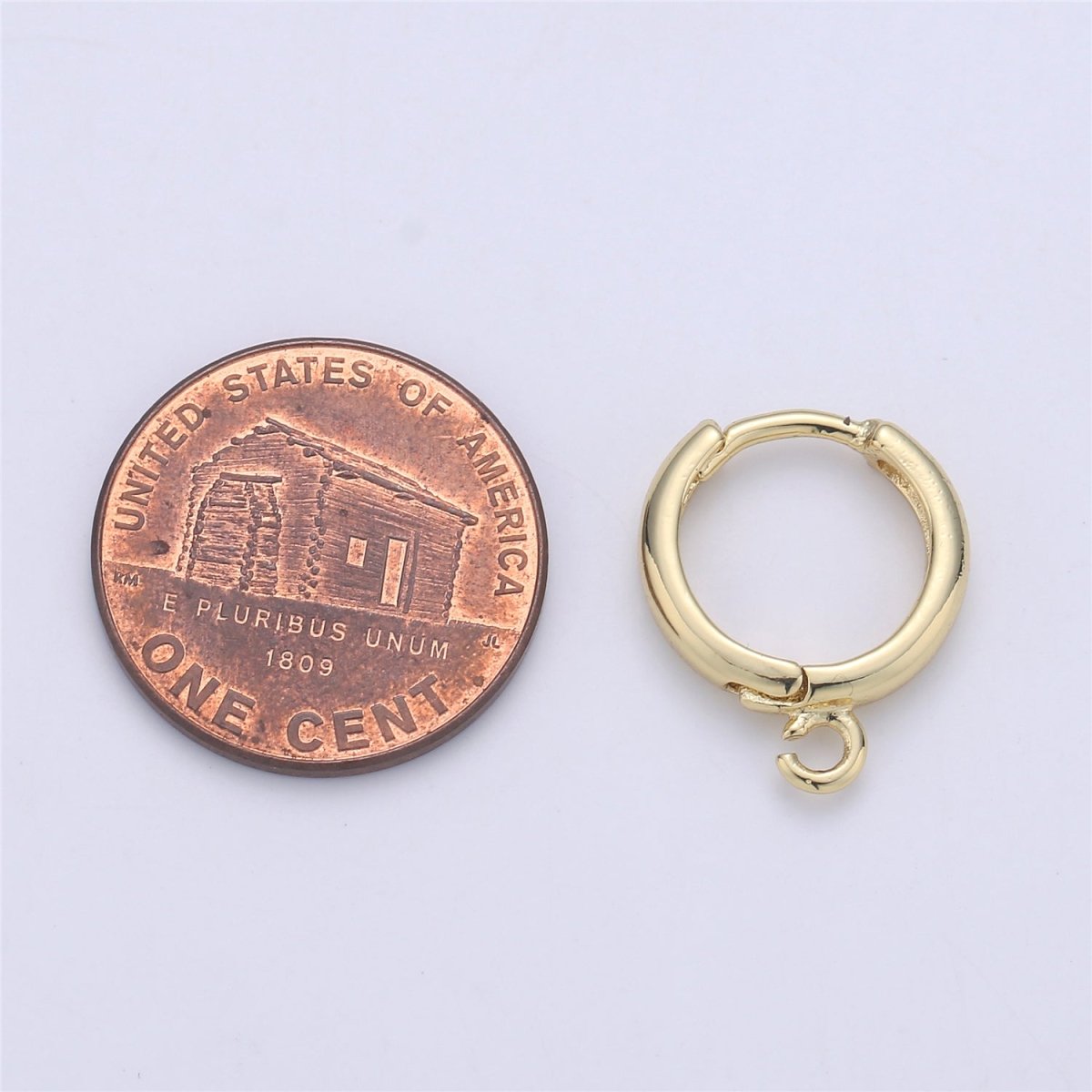 24K Simple Golden Gold Filled Huggies One Touch Earring - K-350 - DLUXCA