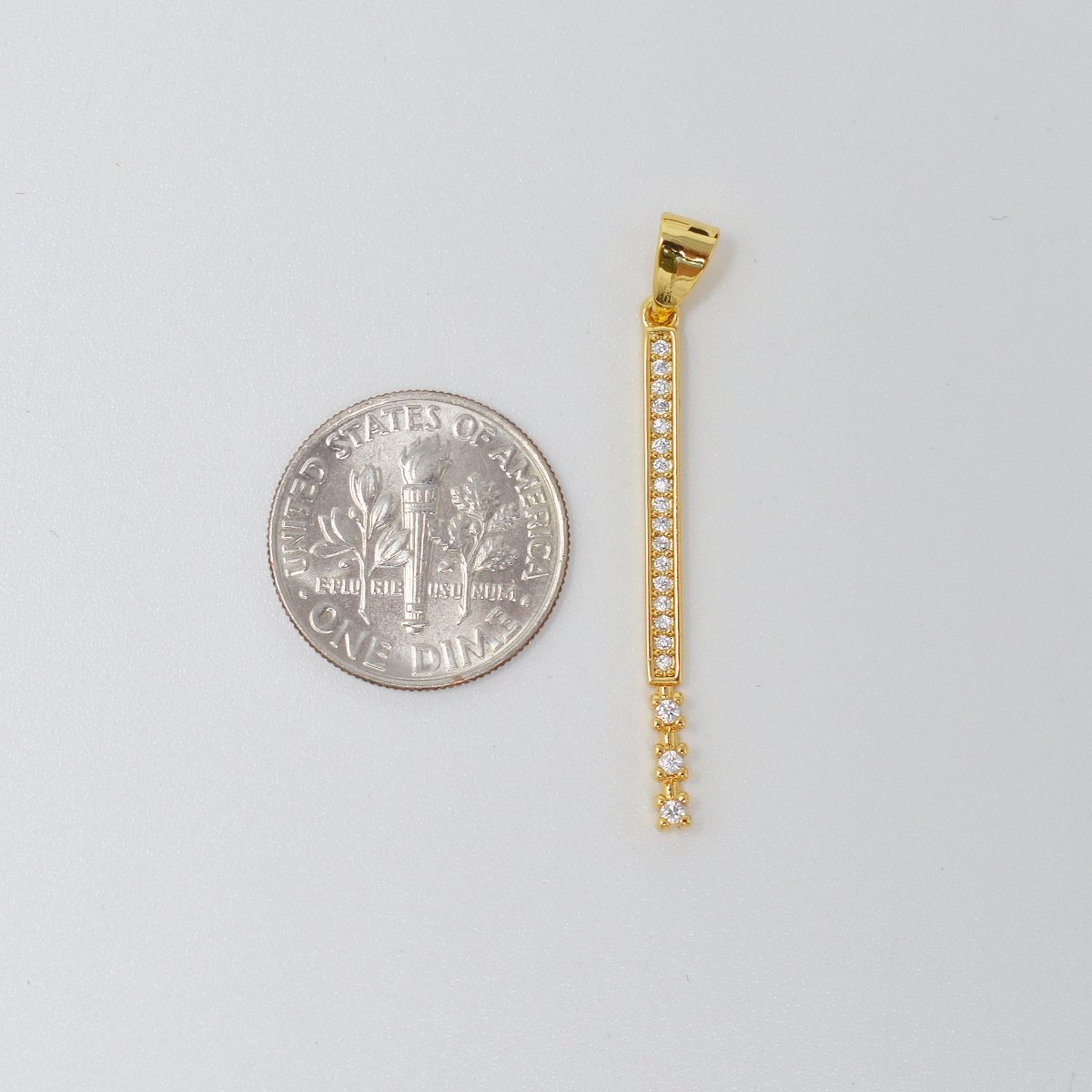 24K Simple Minimalist Long Vertical Line Gold Filled Pendants J-279 - DLUXCA