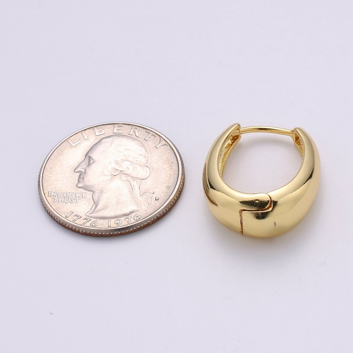 24k Vermeil Gold Earrings, Hoop Earring, Medium Earrings, Simple Gold Plated Jewelry, Everyday Wear Earrings, Fashion Jewelry P-154 - DLUXCA