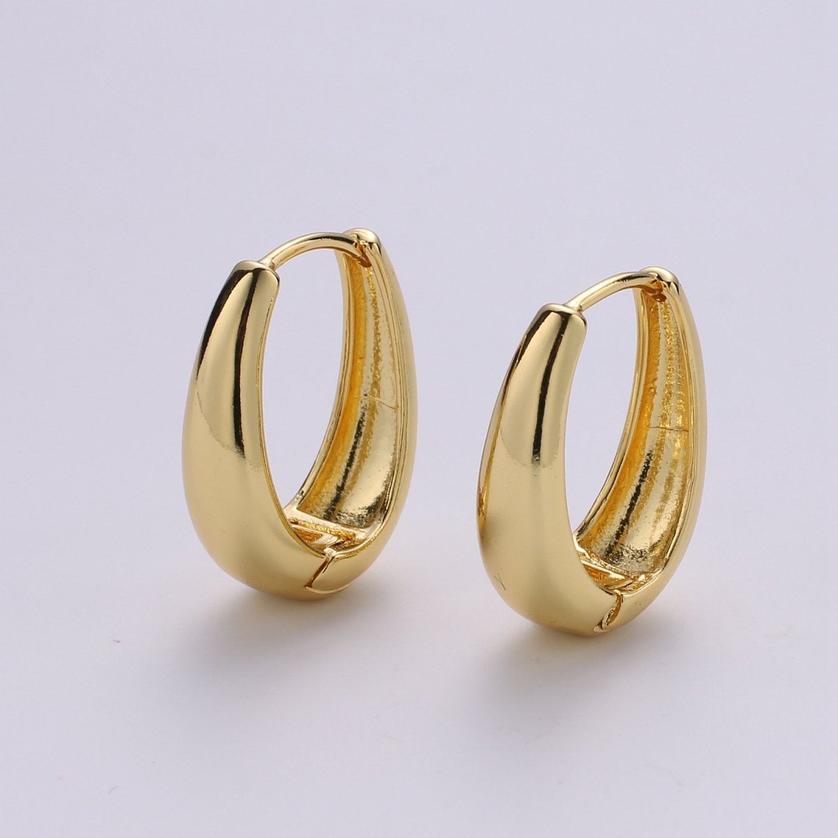 24k Vermeil Gold Earrings, Hoop Earring, Medium Earrings, Simple Gold Plated Jewelry, Everyday Wear Earrings, Fashion Jewelry P-154 - DLUXCA