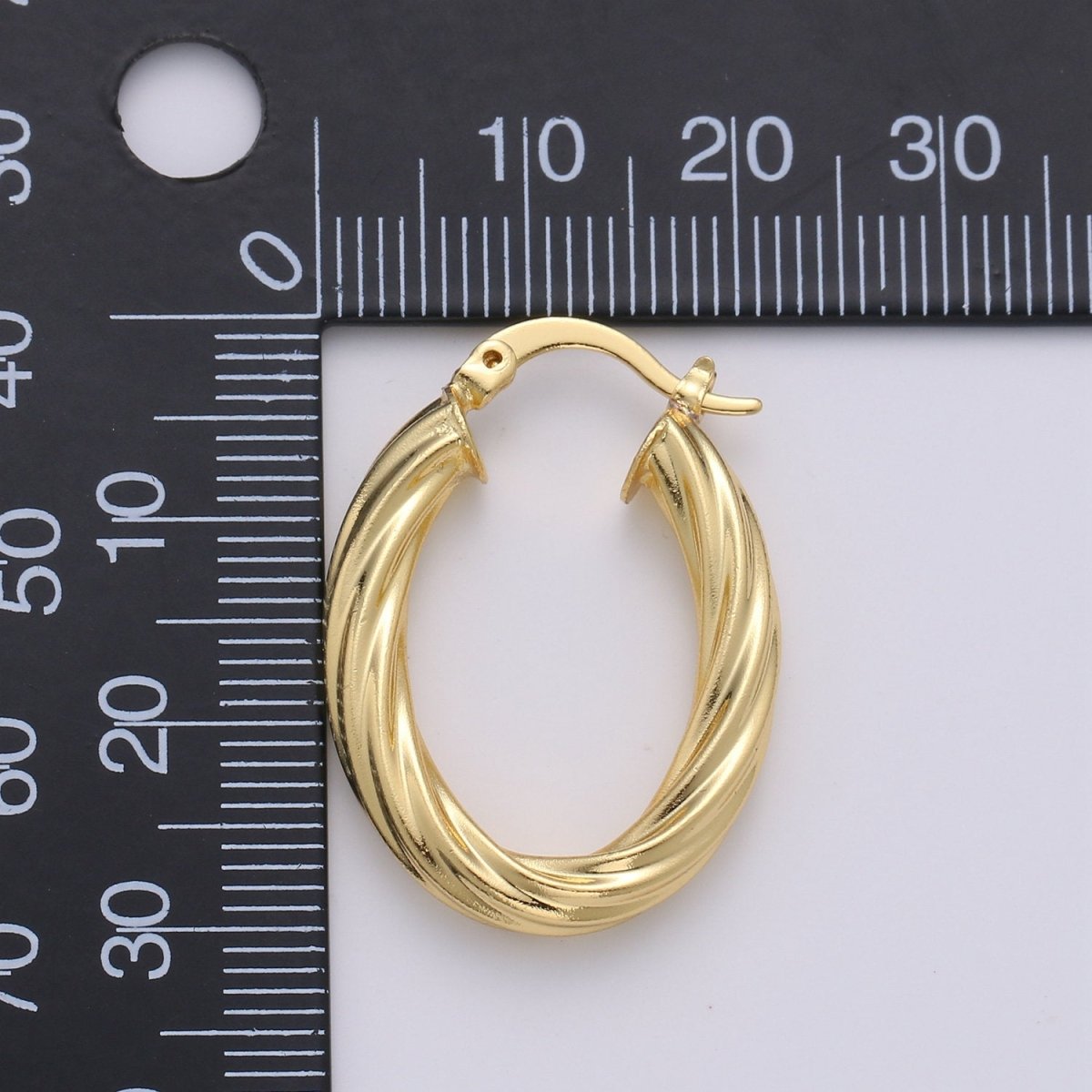 24k Vermeil Gold Earrings, Hoop Earrings, Small Hoop, Oval Rope Texture Earring, Gift for Her, Earrings for Women, Everyday Wear Earrings Q-529 - DLUXCA