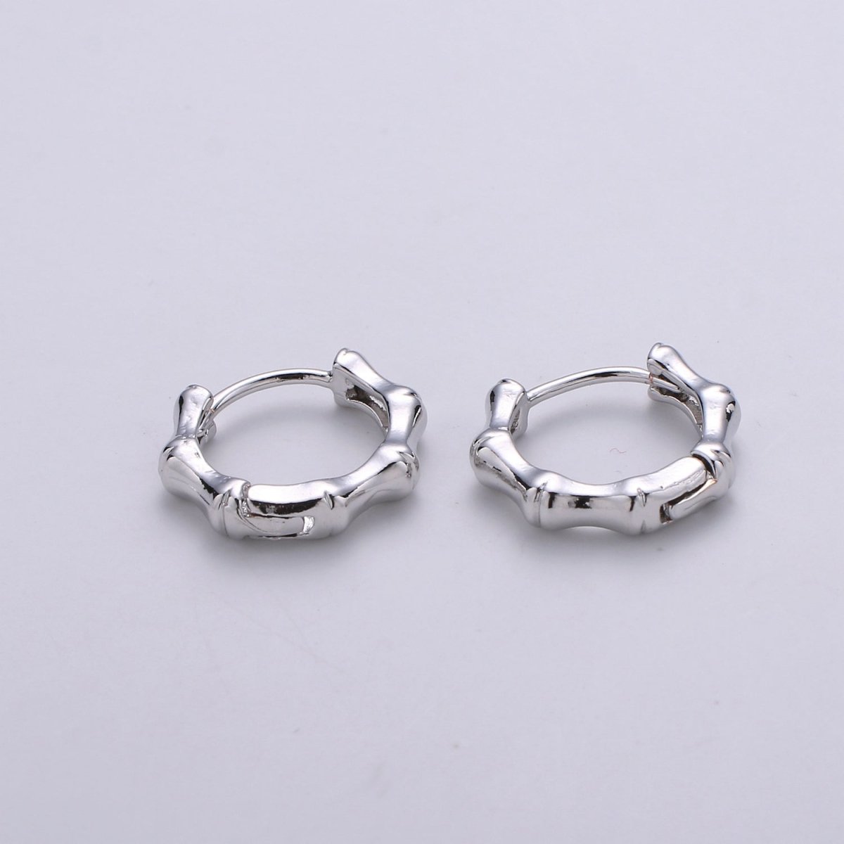 24k Vermeil Gold Earrings, Huggie Earring, Dainty Earrings, Tiny Bamboo Earrings, Everyday Wear Earrings, Rose gold Earring, 15mm Earring K-676 K-677 - DLUXCA