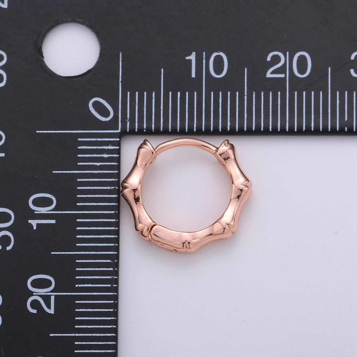 24k Vermeil Gold Earrings, Huggie Earring, Dainty Earrings, Tiny Bamboo Earrings, Everyday Wear Earrings, Rose gold Earring, 15mm Earring K-676 K-677 - DLUXCA