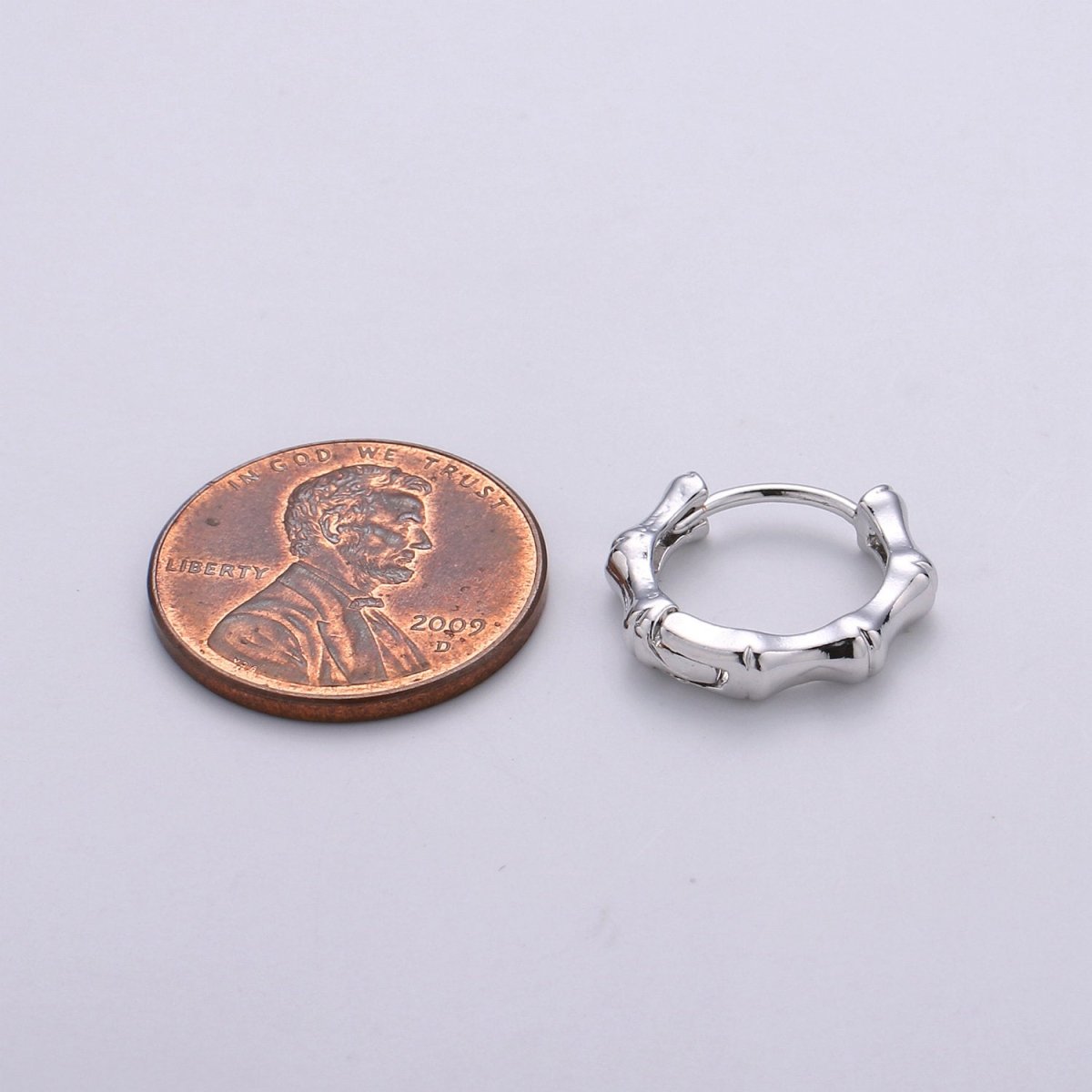 24k Vermeil Gold Earrings, Huggie Earring, Dainty Earrings, Tiny Bamboo Earrings, Everyday Wear Earrings, Rose gold Earring, 15mm Earring K-676 K-677 - DLUXCA