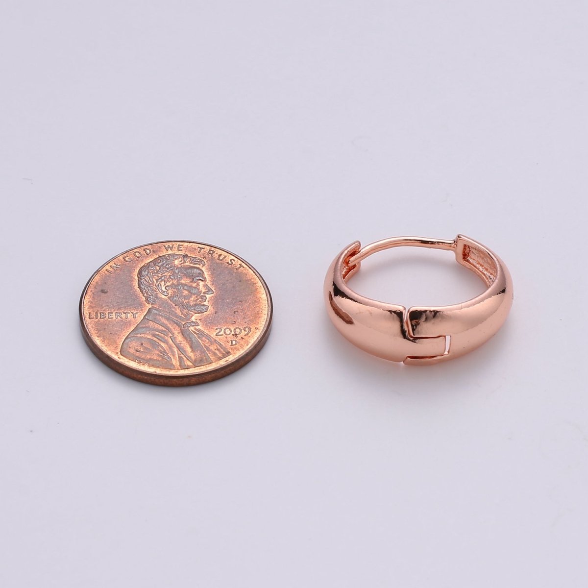 24k Vermeil Gold Earrings, Huggie Earring, Tiny Earrings, Smooth Plated Earrings, Everyday Wear Earrings, Rosegold Earring, 18mm Earring K-653 K-655 - DLUXCA