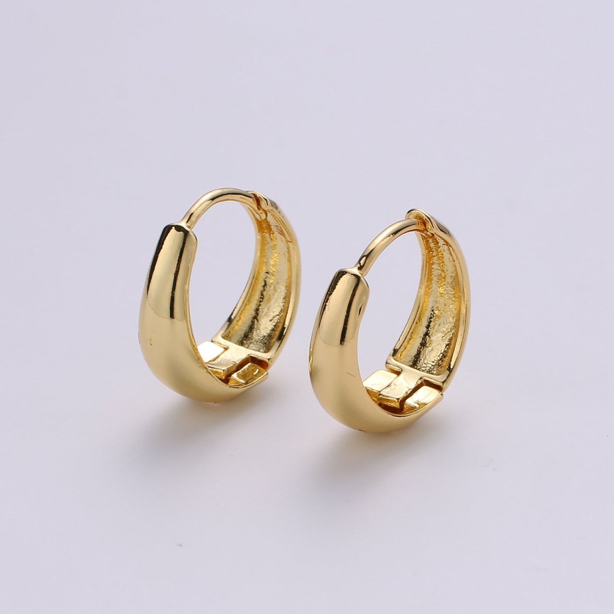 24k Vermeil Gold Earrings, Huggie Earring, Tiny Earrings, Smooth Plated Earrings, Everyday Wear Earrings, Rosegold Earring, 18mm Earring K-653 K-655 - DLUXCA
