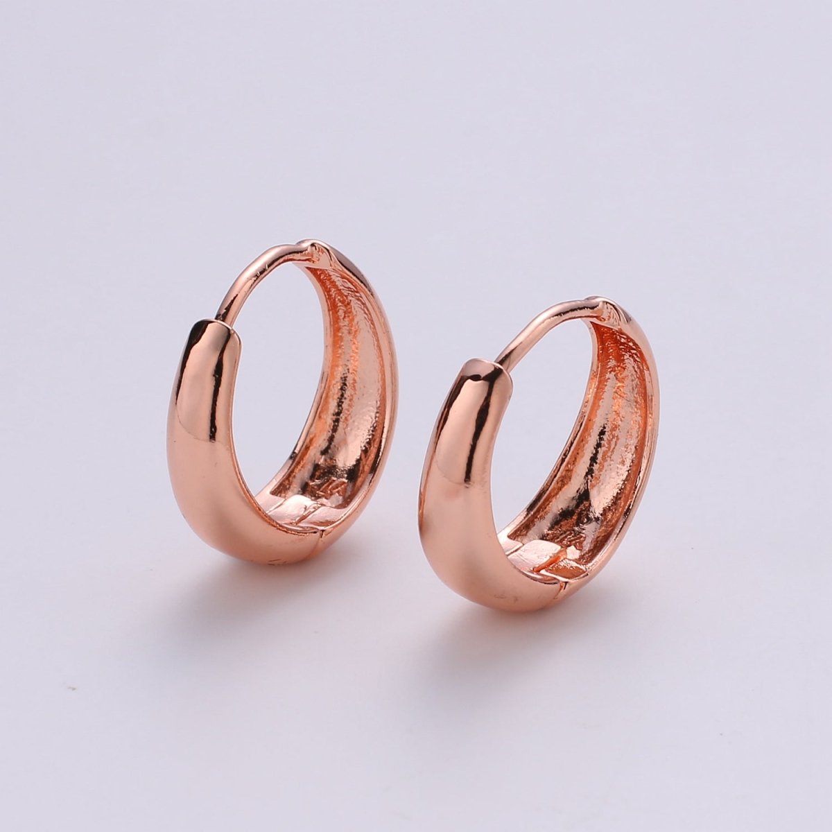 24k Vermeil Gold Earrings, Huggie Earring, Tiny Earrings, Smooth Plated Earrings, Everyday Wear Earrings, Rosegold Earring, 18mm Earring K-653 K-655 - DLUXCA