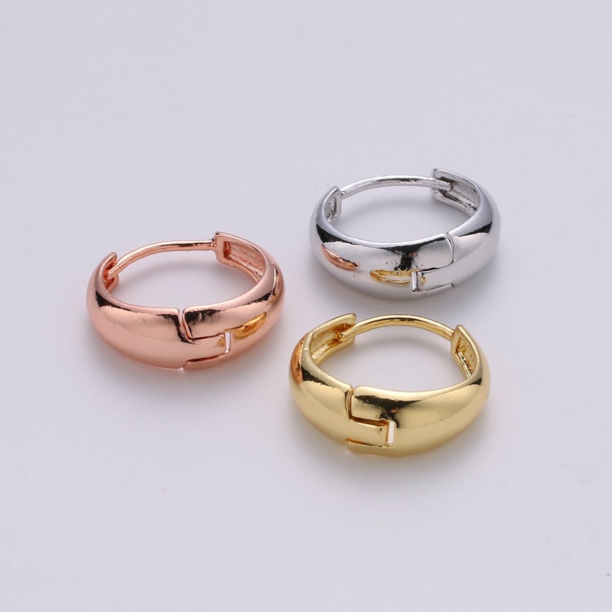 24k Vermeil Gold Earrings, Huggie Earring, Tiny Earrings, Smooth Plated Earrings, Everyday Wear Earrings, Rosegold Earring, 18mm Earring K-653 K-655 - DLUXCA