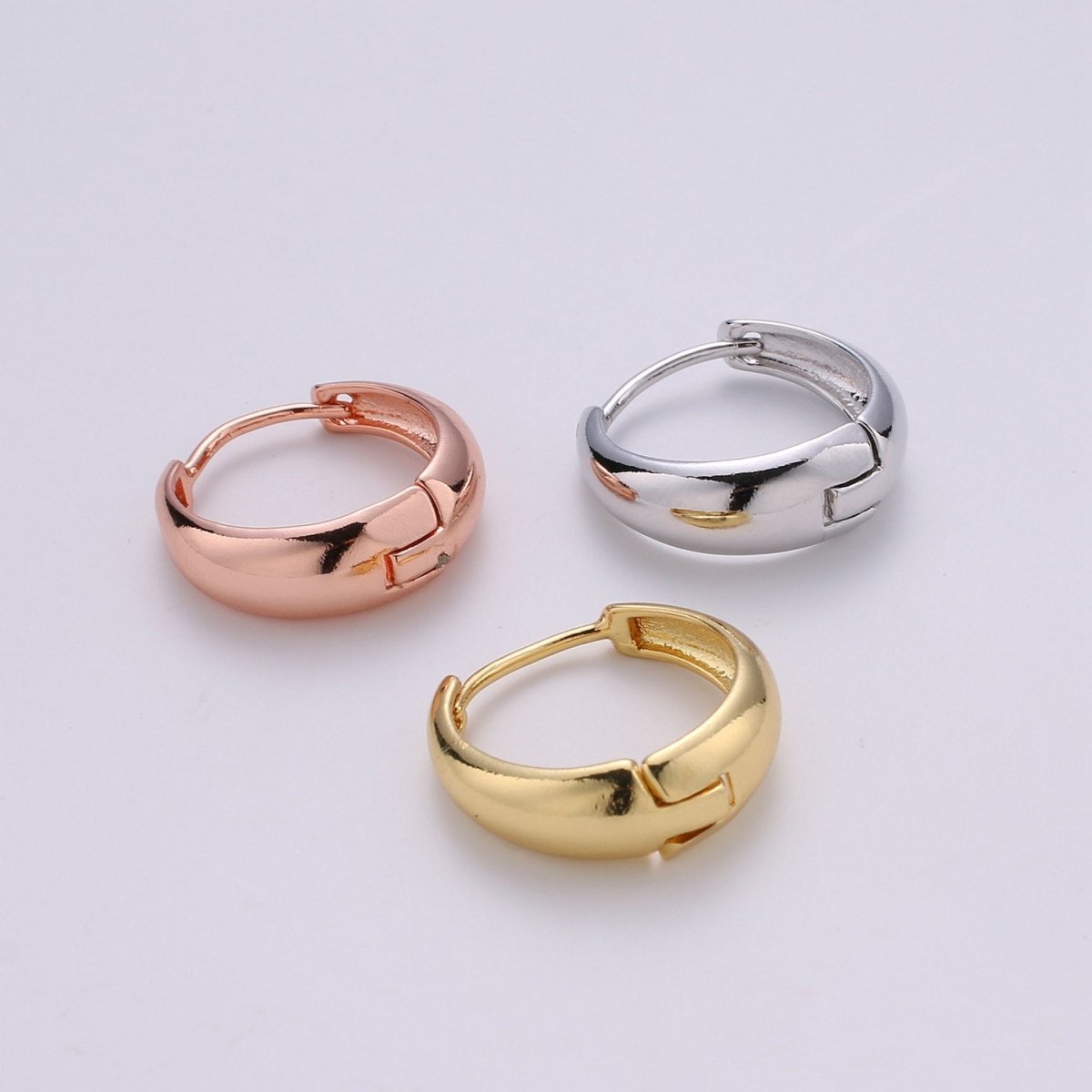 24k Vermeil Gold Earrings, Huggie Earring, Tiny Earrings, Smooth Plated Earrings, Handmade Earring, Everyday Wear Earrings, 20mm Earring K-702 K-704 - DLUXCA