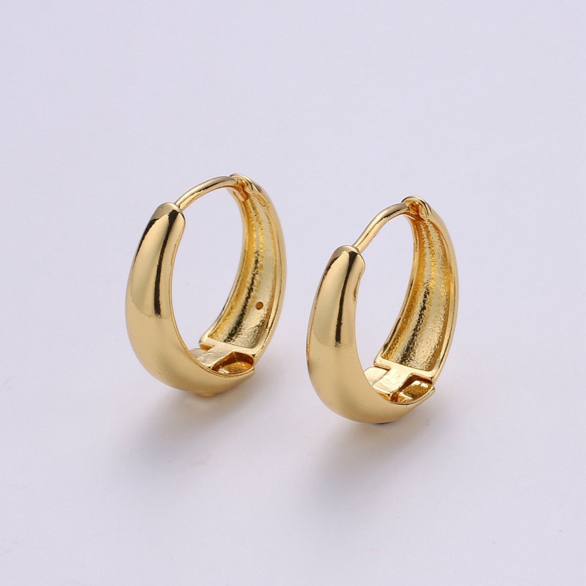 24k Vermeil Gold Earrings, Huggie Earring, Tiny Earrings, Smooth Plated Earrings, Handmade Earring, Everyday Wear Earrings, 20mm Earring K-702 K-704 - DLUXCA